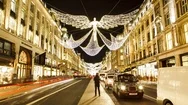 Regent Street London Hyperlapse Time-Lapse, Night, Christmas Decoration Stock Footage