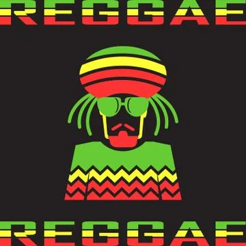 Reggae flat icons. mono vector symbol Stock Illustration