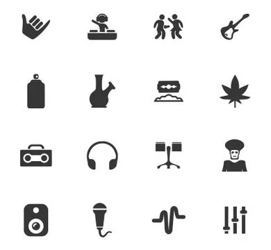 Reggae icons set Stock Illustration