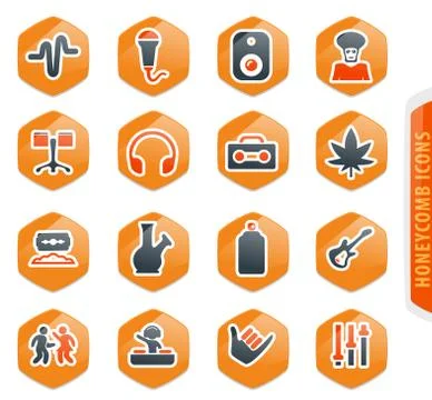 Reggae icons set Stock Illustration