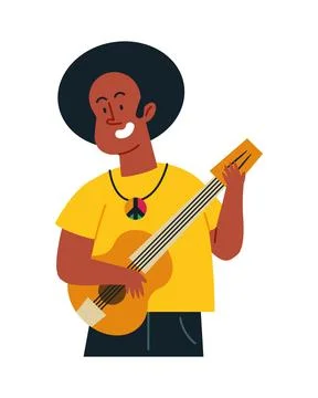 Reggae man with guitar Stock Illustration