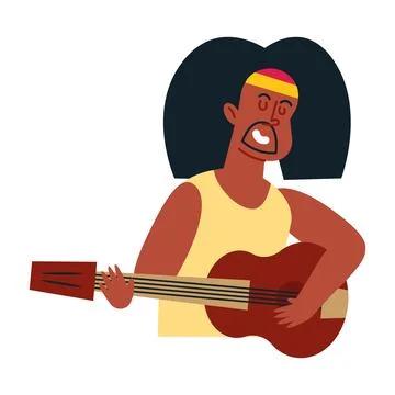 Reggae man playing guitar Stock Illustration