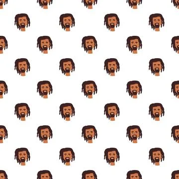 Reggae rasta man dreadlocks cartoon seamless pattern Stock Illustration