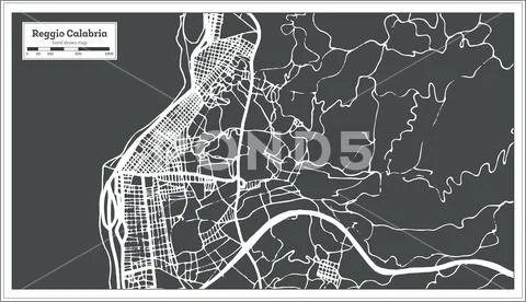Reggio Calabria Italy City Map in Retro Style. Outline Map. Stock Illustration