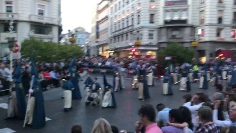 Regilious parade during the Holy week in Granada, Spain Stock Footage 102555755