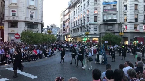 Regilious parade during the Holy week in Granada, Spain Stock Footage 102555766