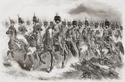 The Regiment of Guides, seen here during The Second Italian War of Independence, Stock Illustration