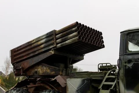 Regimental multiple launch rocket system 库存照片