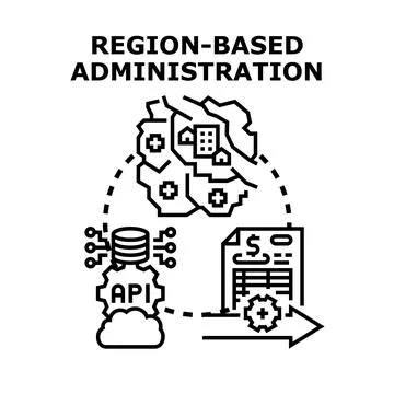 Region based administration managing local services and data flow Stockillustratie