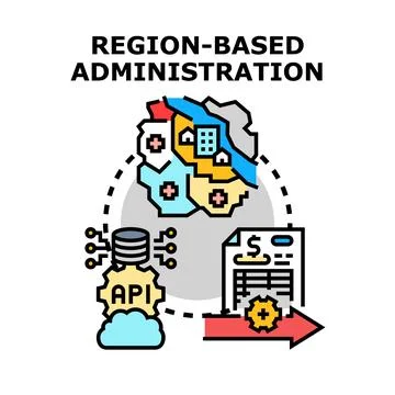 Region based administration managing local services and data flow Stock Illustration