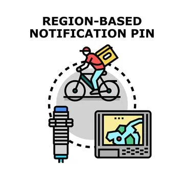 Region based notification pin concept for delivery service Stock Illustration