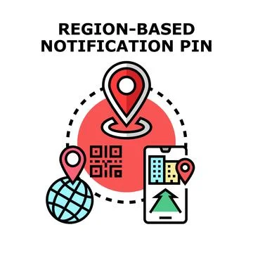 Region based notification pin concept illustration Stock Illustration