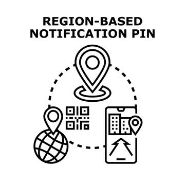 Region based notification pin concept illustration Stock Illustration