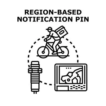 Region based notification pin concept for delivery service Stock Illustration