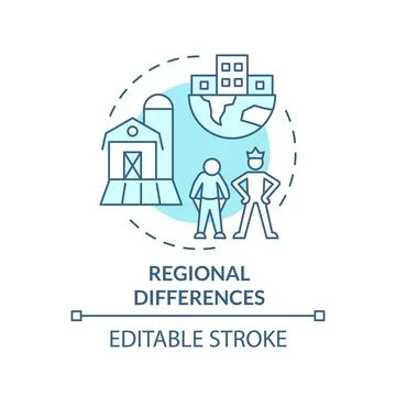 Regional differences turquoise concept icon Stock Illustration