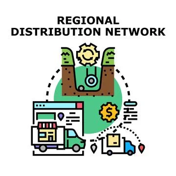 Regional distribution network logistics supply chain management Stock Illustration