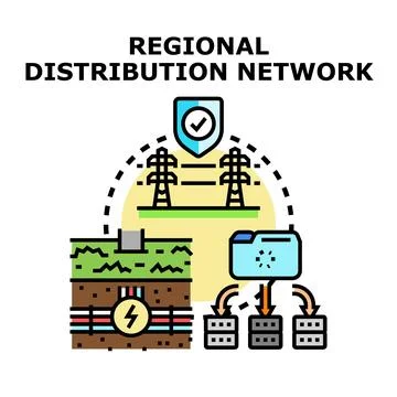 Regional distribution network for power and data Stock Illustration