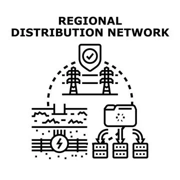 Regional distribution network for power and data イラスト素材