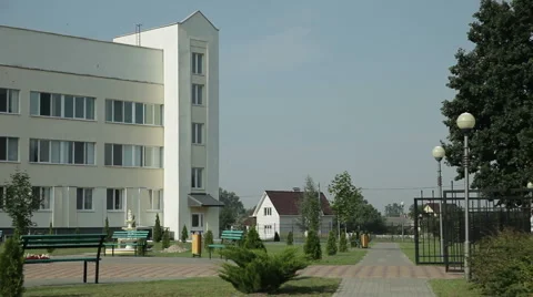 Regional hospital building. Luninets, Belarus Stock Footage 59591098
