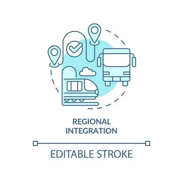 Regional integration turquoise concept icon 스톡 일러스트