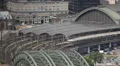 Regional Local Train Passing Arrival Central Station Cologne Aerial View Tracks HD Footage