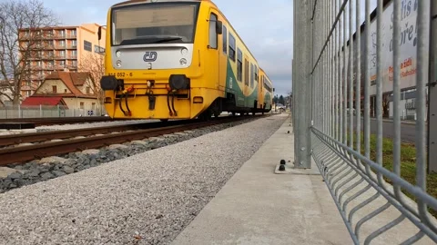 Regional local train of state-owned enterprise Ceske drahy - Czech Railways. Stock Footage 258860628
