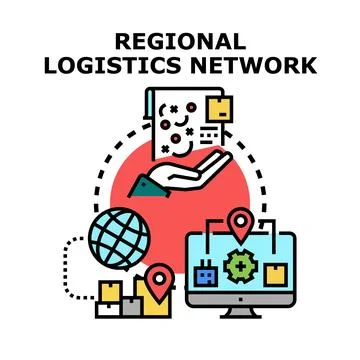 Regional logistics network global distribution supply chain Stock Illustration