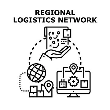 Regional logistics network global distribution supply chain Stock Illustration