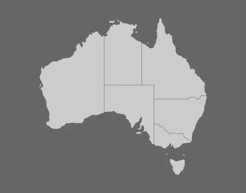 Regional map of Australia on gray background Stock Illustration