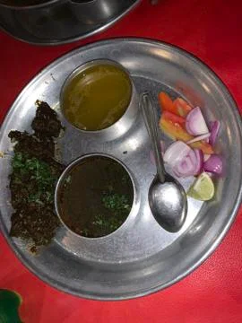 Regional mutton thali maharastra Stock Photos