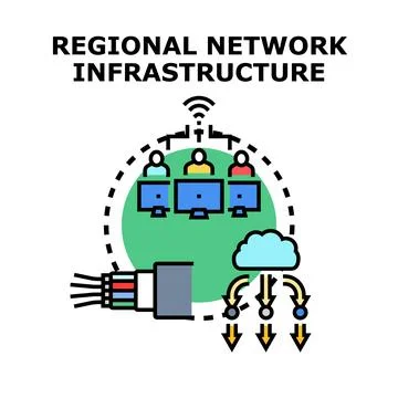 Regional network infrastructure sharing data concept Stock Illustration