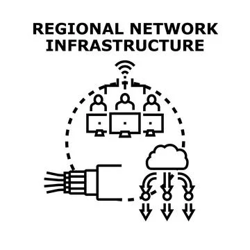 Regional network infrastructure sharing data concept Stock Illustration