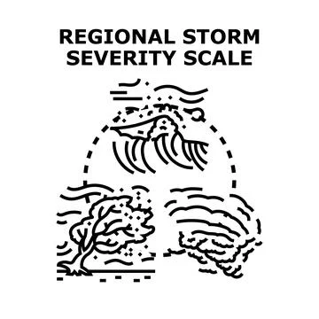 Regional storm severity scale indicating natural disaster impact Stock Illustration