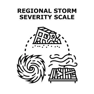 Regional storm severity scale measuring disaster concepts Stock Illustration