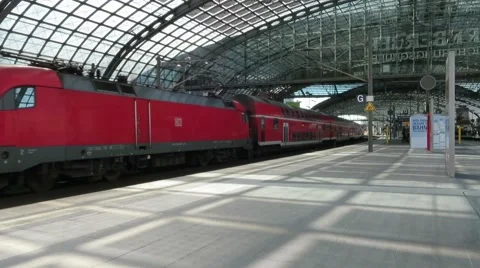Regional train at Berlin Hauptbahnhof Stock Footage