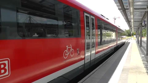 Regional train Landsberg am Lech to Kaufering Stock Footage 310210201