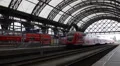 Regional Train Leaving Dresden Main Central Station Fast Movement Commuters Day HD Footage