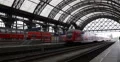 Regional Train Leaving Dresden Main Central Station Fast Movement Commuters Day 4k or 4k+ Resolution