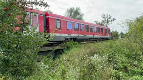 Regional Train Passing Through in Bavaria Stock Footage 318009105