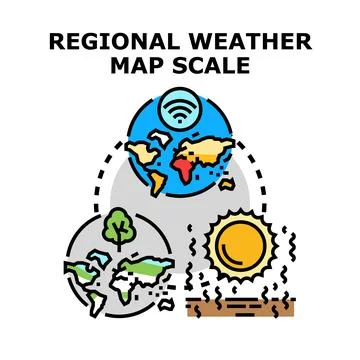 Regional weather map scale data analysis concept Stock Illustration