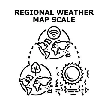 Regional weather map scale data analysis concept Stock Illustration