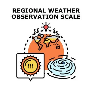 Regional weather observation scale illustrating climate forecasting Illustrazione stock