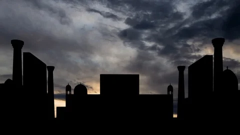 Registan Square in Samarqand: Time Lapse at Sunrise, Samarkand, Uzbekistan Stock Footage 114304722