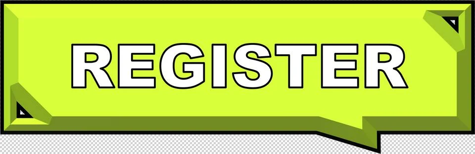 Register Button 3D Bevel Registration Icon Lime Yellow Green Illustrazione stock