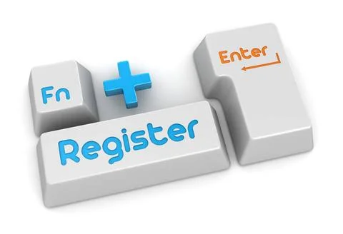 Register button Register button , This is a computer generated and 3d rend... Stock Photos