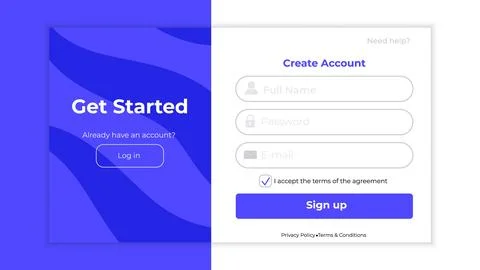 Register form. Minimalistic registration screen for desktop. Simple and mod.. Stock Illustration