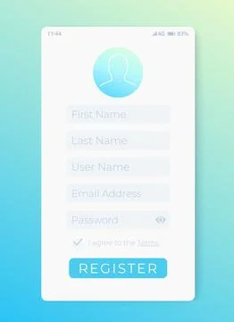 Register form, mobile interface vector design Illustrazione stock