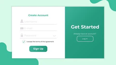 Register form. User registration interface with clean layout. Minimalistic .. Stock Illustration