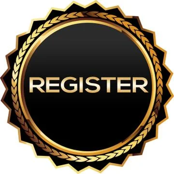 Register Gold badge Stock Illustration