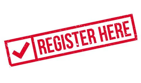 Register Here rubber stamp Stock Illustration